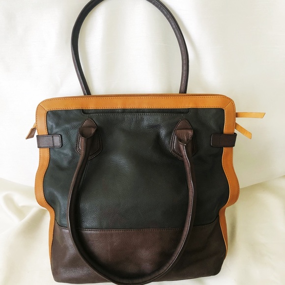 Rare Genuine Leather Tri-Colored Perlina Handbag - Picture 6 of 8